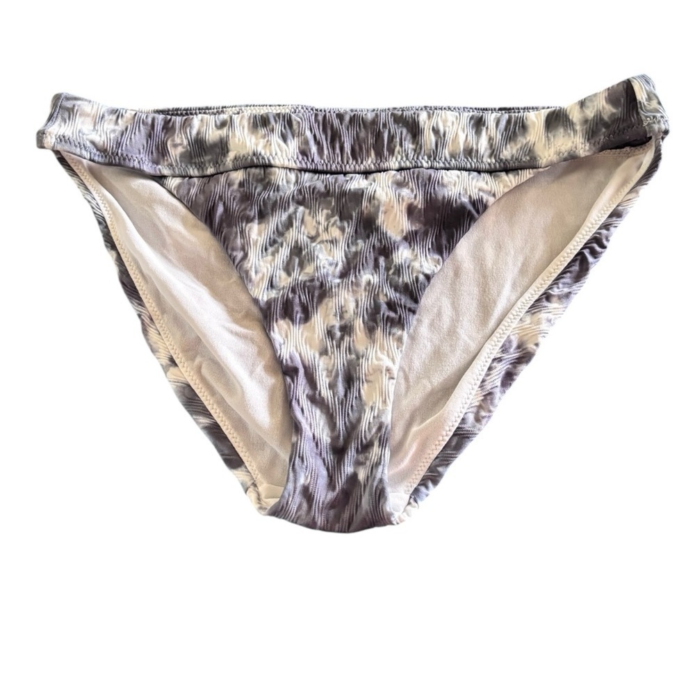 Athleta Tulum Bikini Bottom Sz M Tie Dye Chrome Blue Lined Beach Vacay Pool NWT